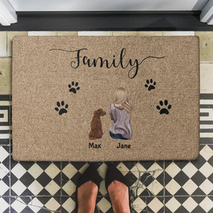 Girl and dogs - Personalized dog doormat - Giftymize™️