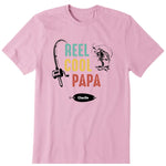 Reel Cool Papa Personalized T-Shirt, Hoodies & Sweatshirt - Background, kid name can be customized