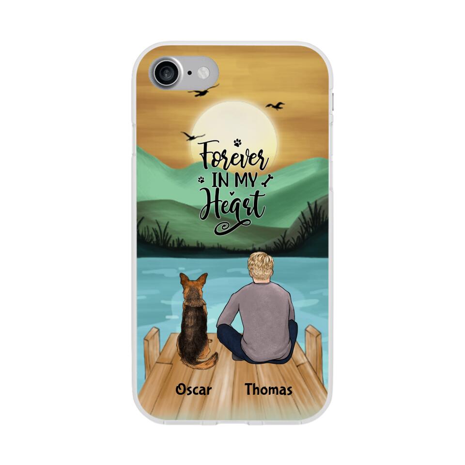 Man and Dogs Personalized Phone Case for iPhone Name Skin Hair