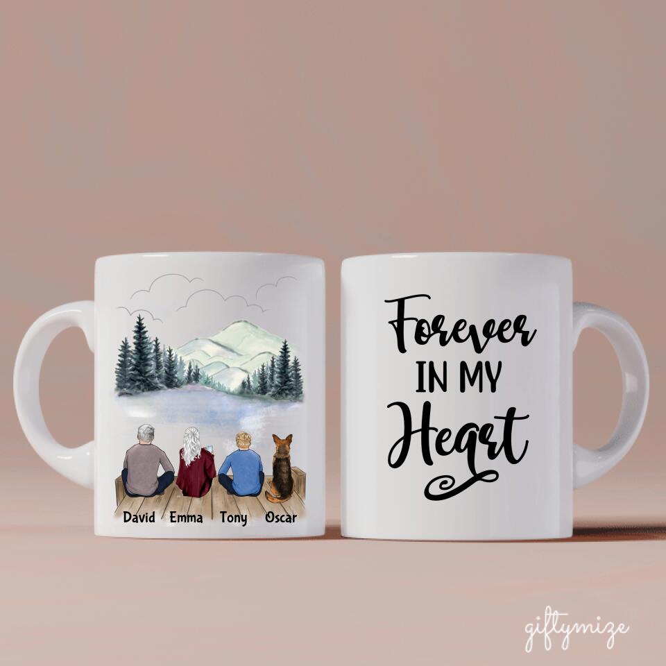 Father and Mother and Son with Dog Personalized Mug Name skin hair Giftymize