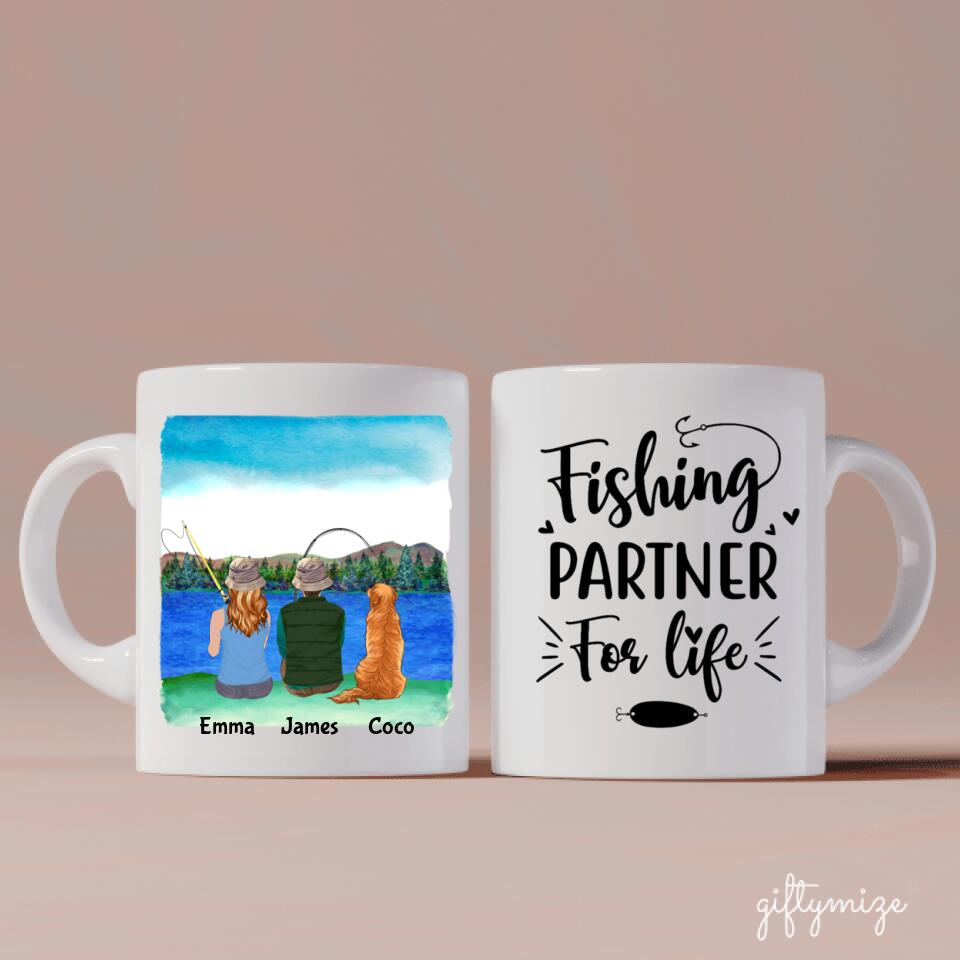 Custom Coffee Dog Mugs - Couple and Dog - Life is Better With A Dog