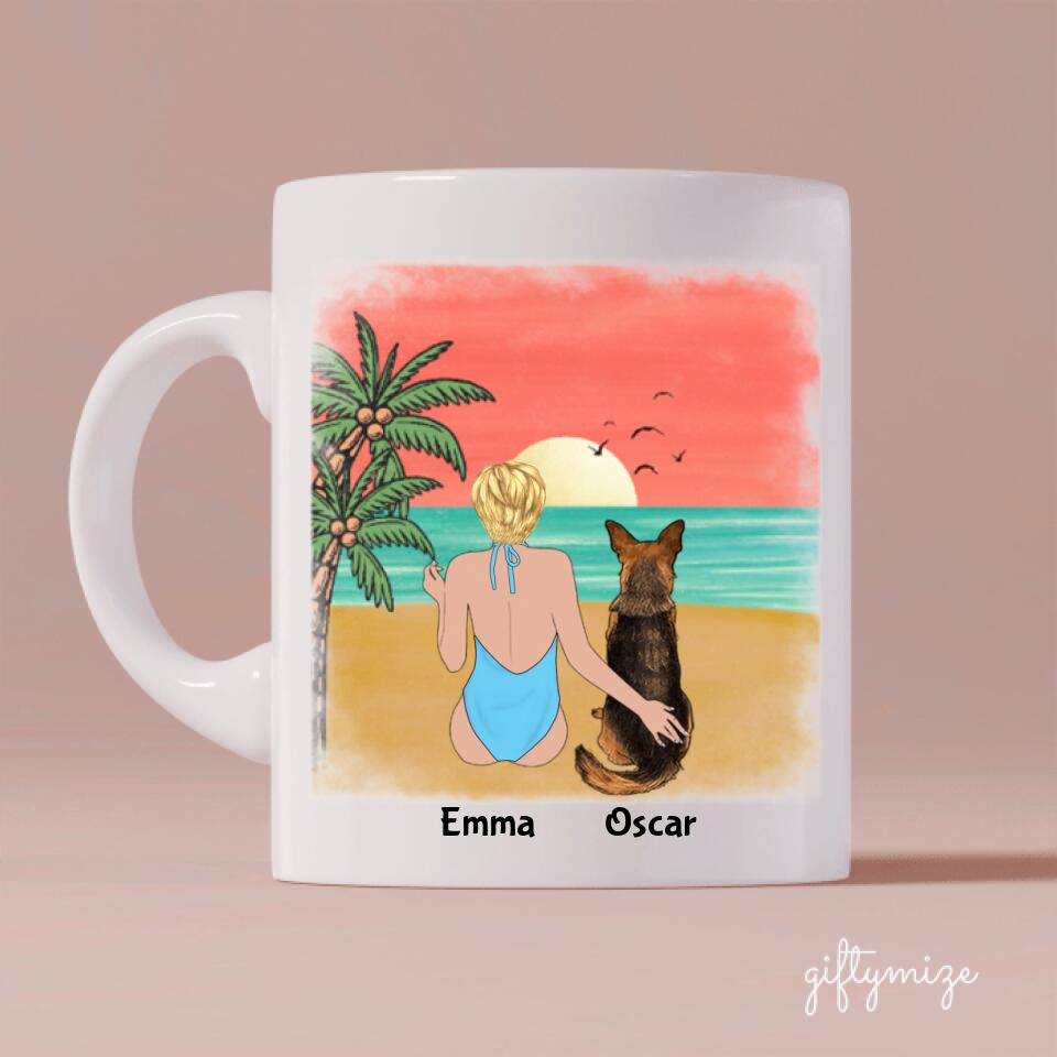 Girl and Dogs Personalized Mug - Name, skin, hair, dog, background, qu –  Giftymize™️