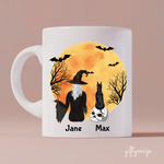 Witch Girl and Dog Personalized Mug - Name, skin, hair, dog, quote, background can be customized - Giftymize™️