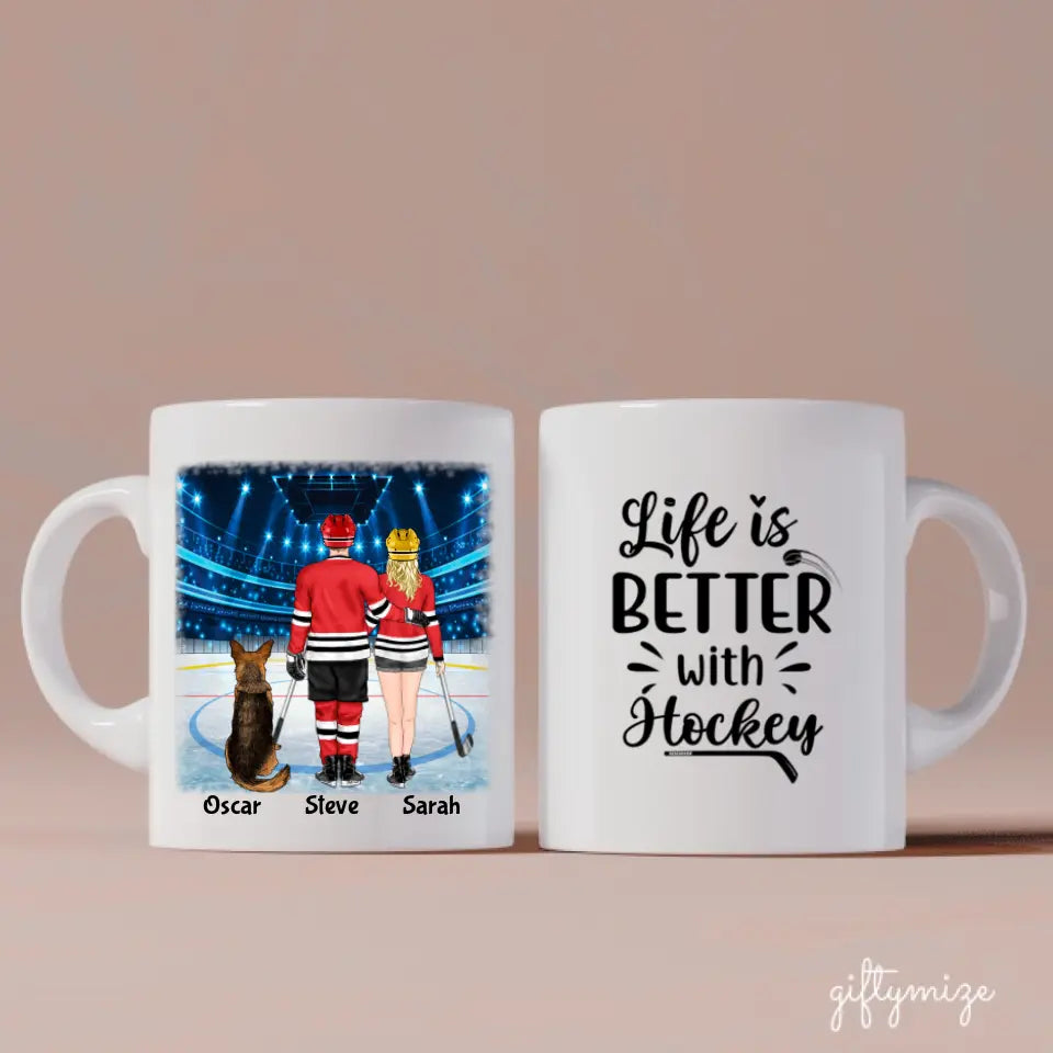 Custom Coffee Dog Mugs - Couple and Dog - Life is Better With A Dog