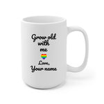 Male couple Personalized Mug - Name, skin, hair, background can be customized