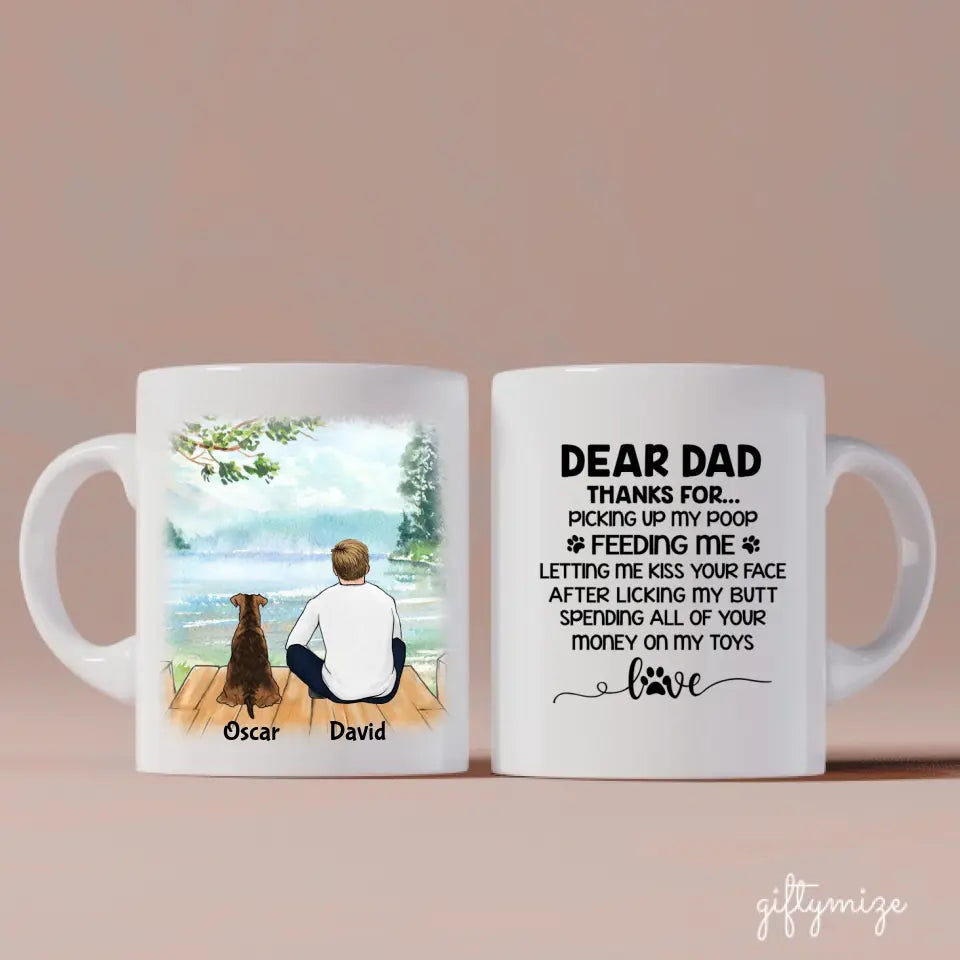 Dog Dad is awesome Personalized Mug - Name, skin, hair, dog, background, quote can be customized