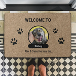 Photo with name tag - Personalized dog doormat