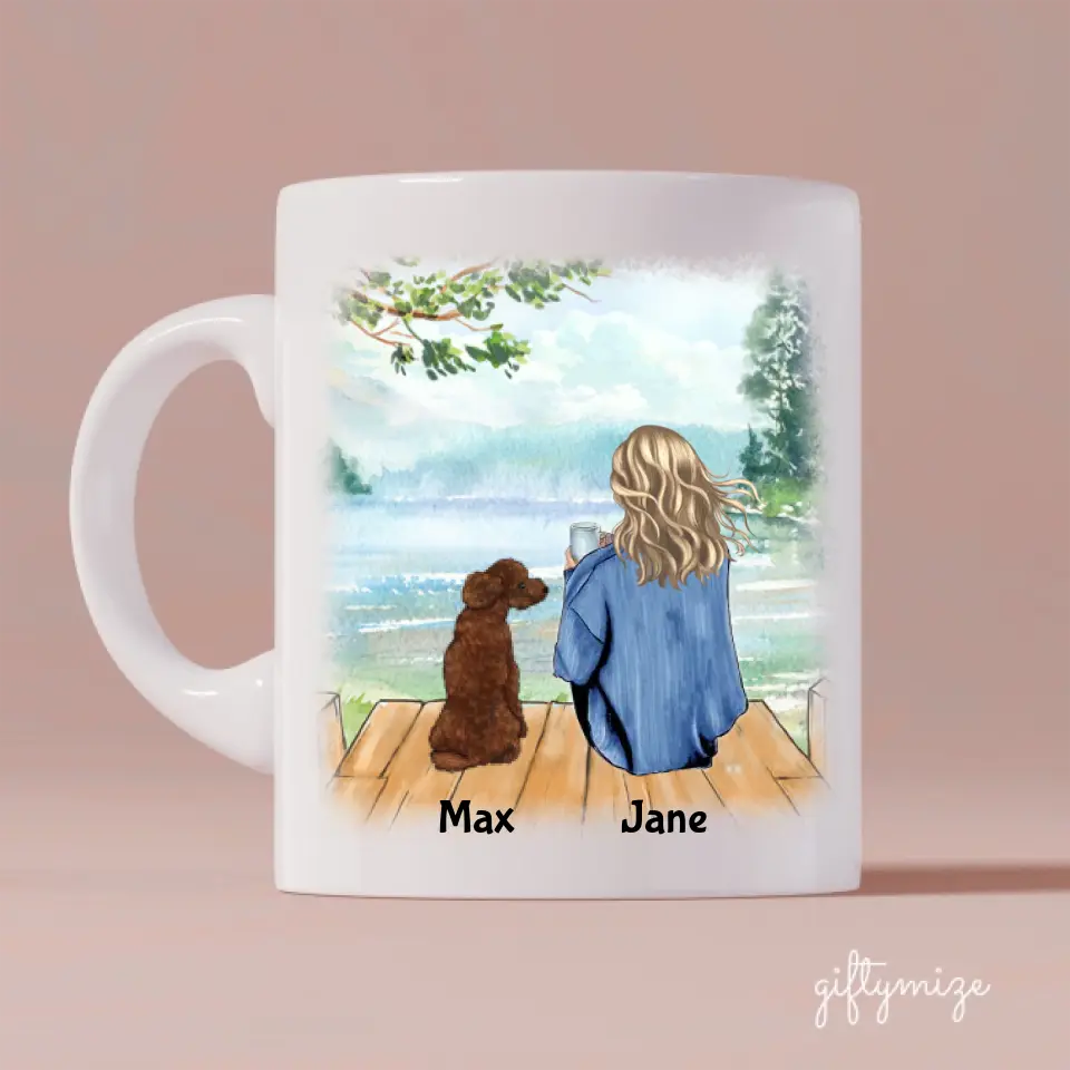 Dog Mom is awesome Personalized Mug - Name, skin, hair, dog, background, quote can be customized
