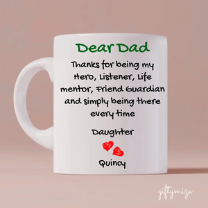 Father In My Heart Personalized Mug - Text can be customized