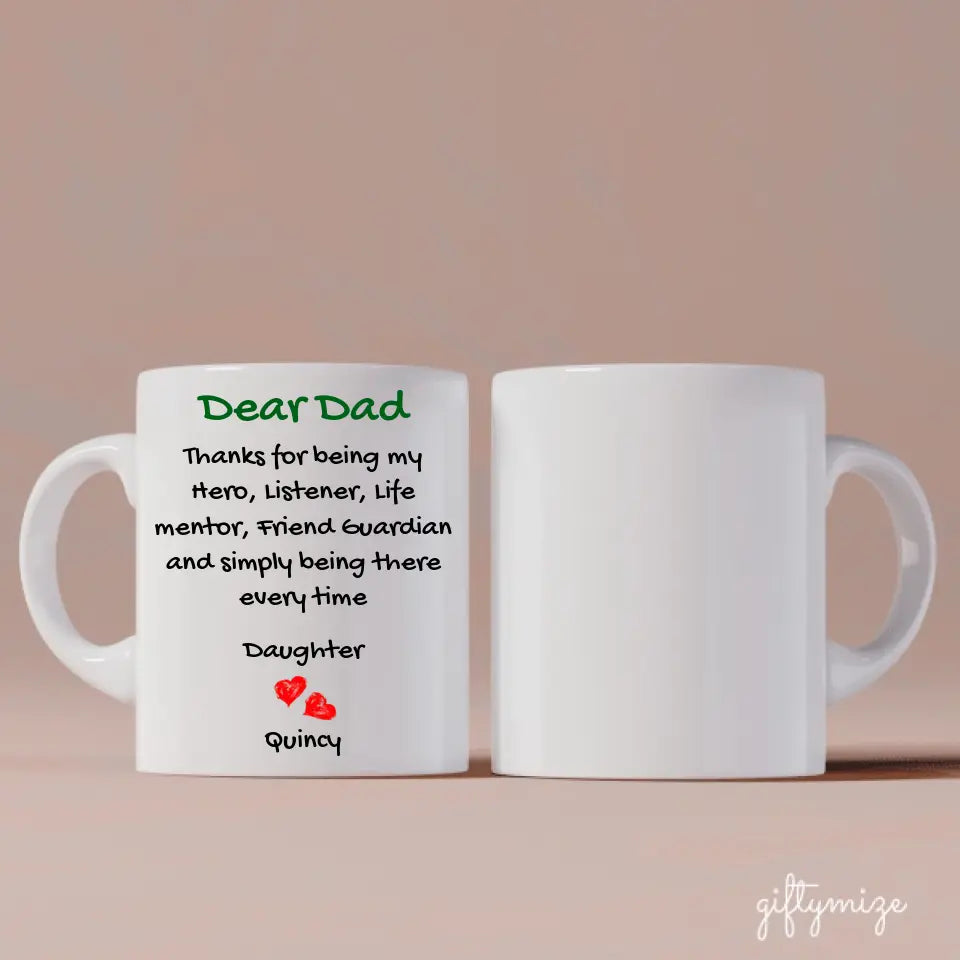Father In My Heart Personalized Mug - Text can be customized