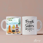 Hippie Sisters and Dog Personalized Mug - Name, skin, hair, dog, background, quote can be customized