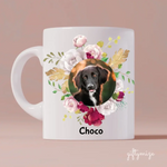 Dog Circle Flower Frame Upload Photo Personalized Mug - Photo, quote, name can be customized