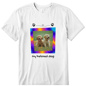 Dog Water Color Frame Personalized T-Shirt - Photo, text can be customized