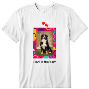Dog Geometry Color Frame Personalized T-Shirt - Photo, text can be customized