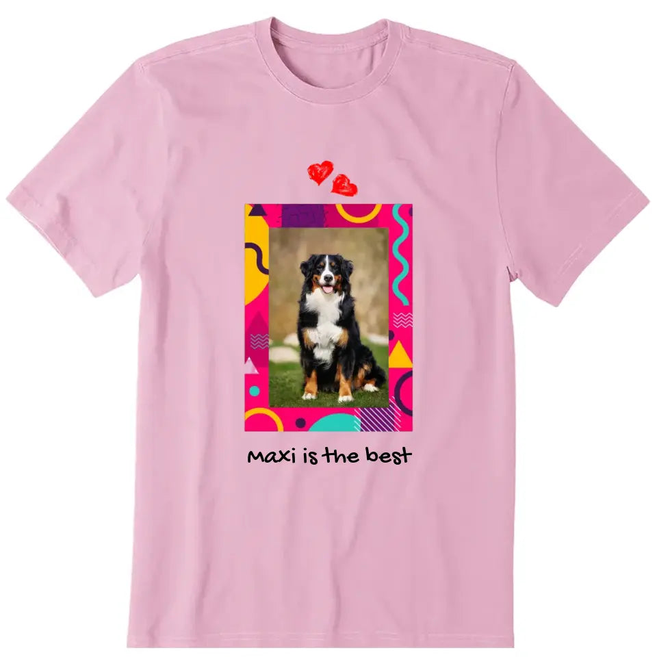 Dog Geometry Color Frame Personalized T-Shirt - Photo, text can be customized