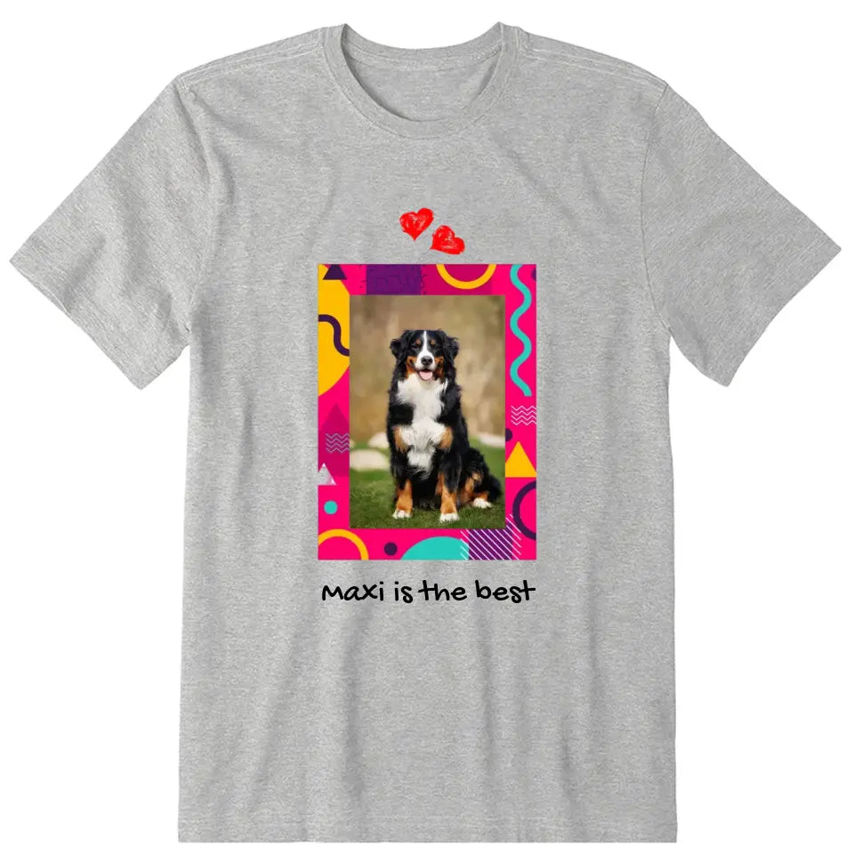 Dog Geometry Color Frame Personalized T-Shirt - Photo, text can be customized