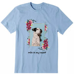 Dog Peony Frame Photo Upload Personalized T-Shirt - Photo, name can be customized