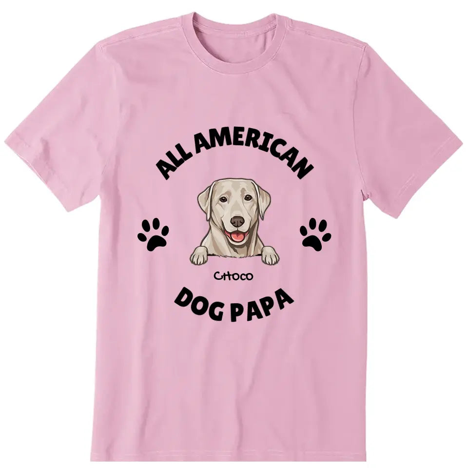 American Dog Papa Personalized T-Shirt - Dog, name can be customized