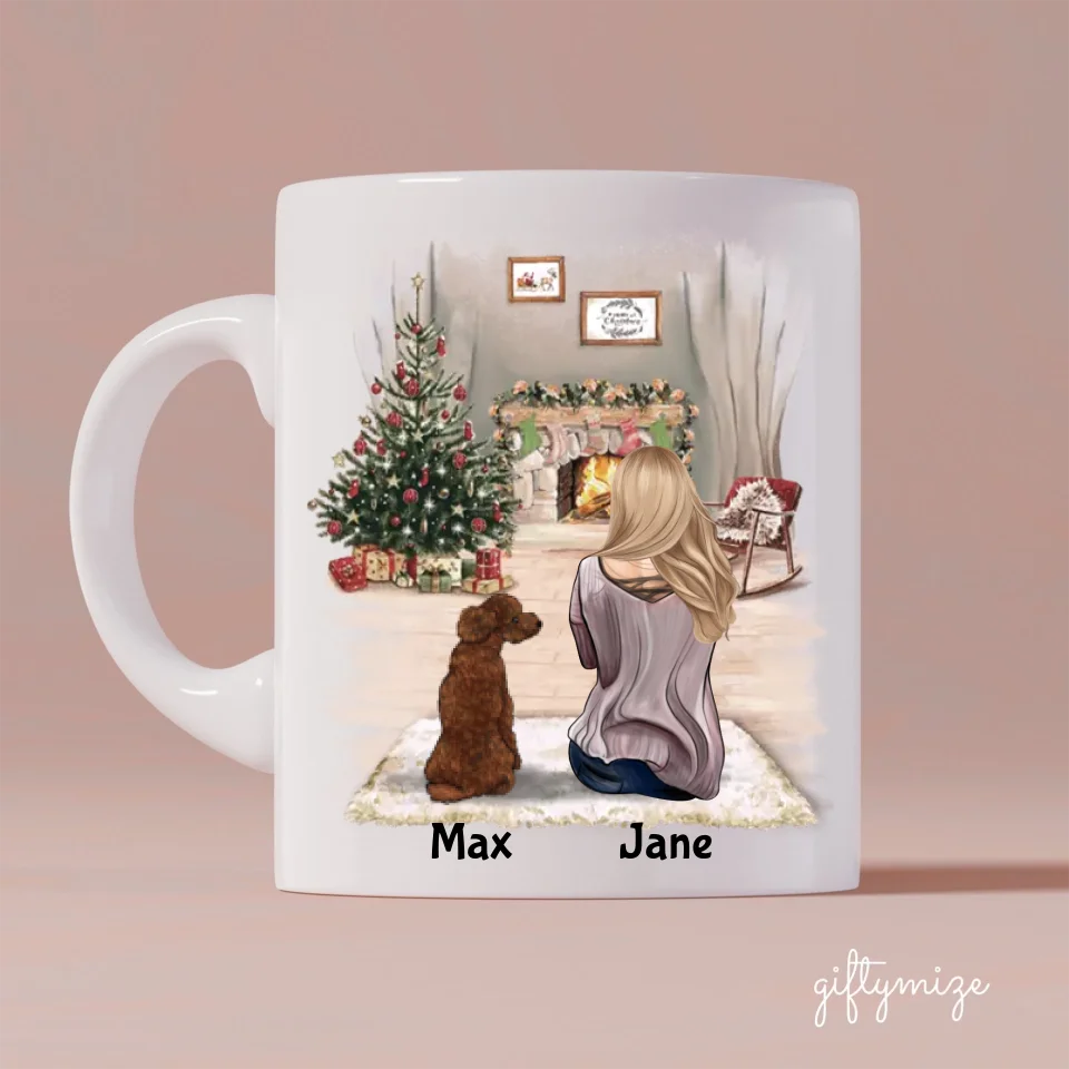 Girl and Dogs Personalized Mug - Name, skin, hair, dog, background, quote can be customized