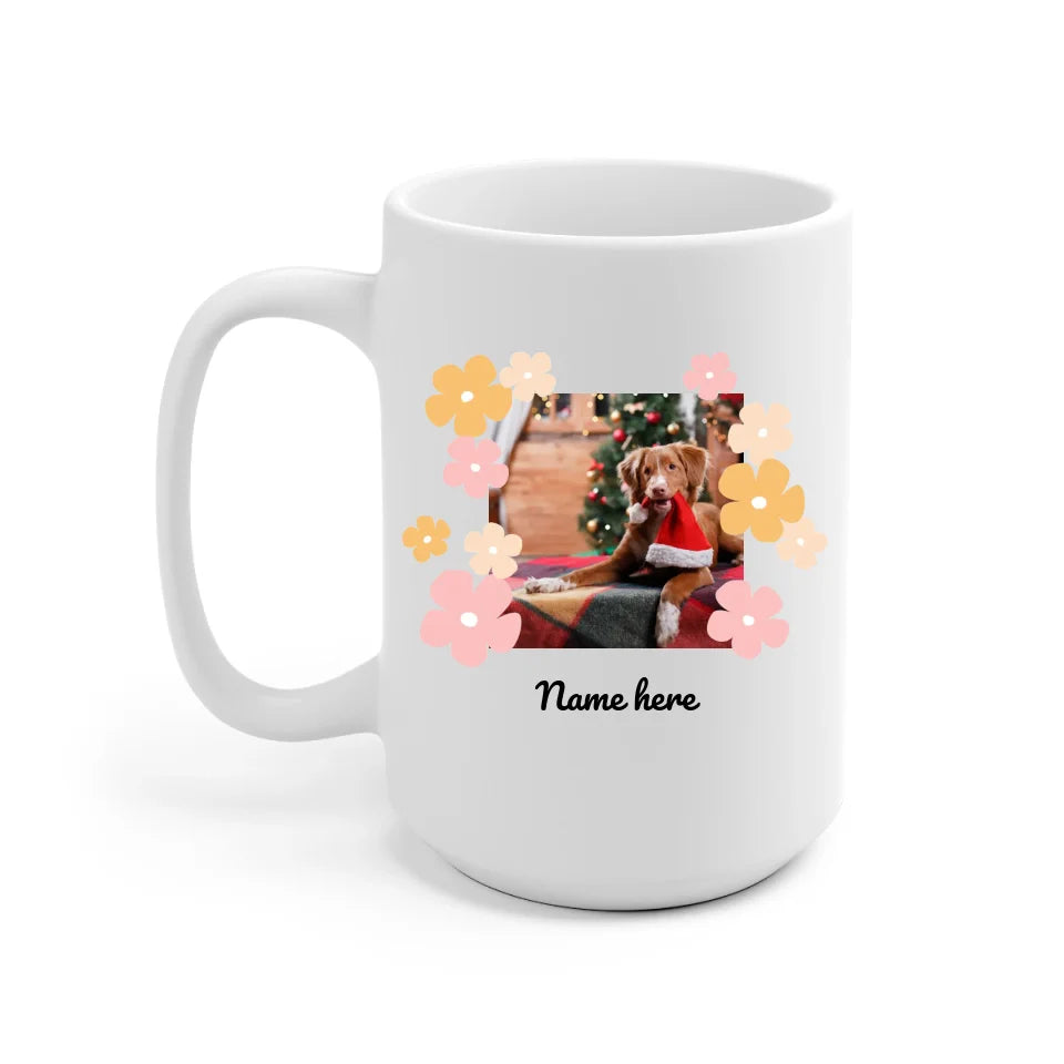 Lovely Flower Dog Christmas Personalized Mug - Name, photo, quote can be customized