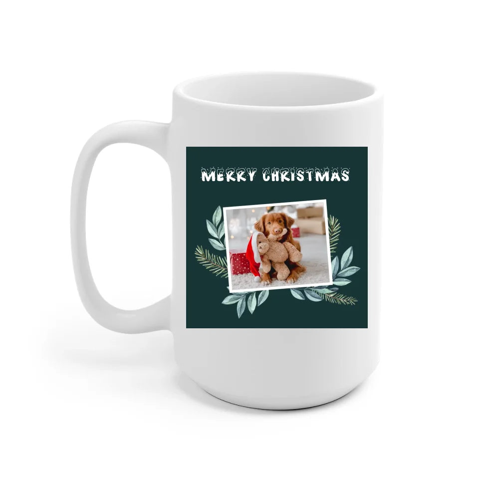 Merry Christmas Photo Upload Personalized Mug - Text, photo, quote can be customized