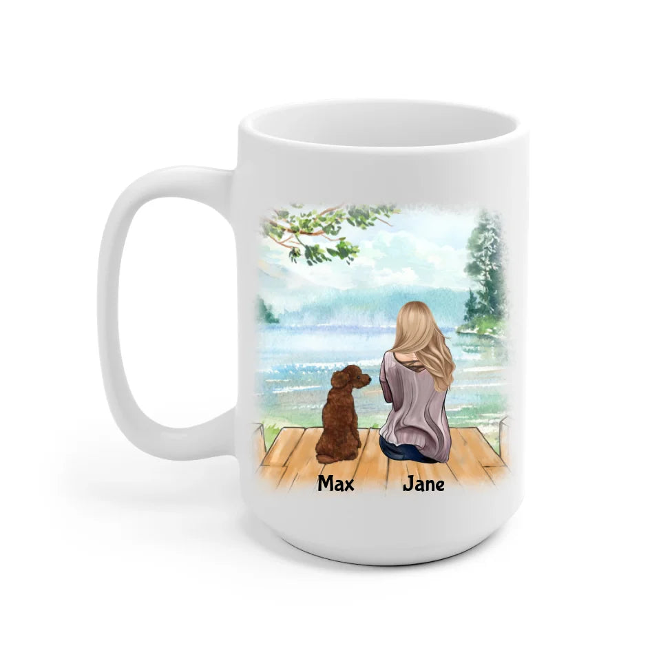 Girl and Dogs Personalized Mug - Name, skin, hair, dog, background, quote can be customized - Giftymize™️