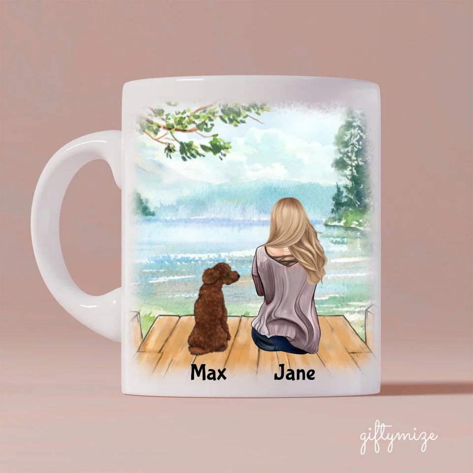 Girl and Dogs Personalized Mug - Name, skin, hair, dog, background, quote can be customized - Giftymize™️