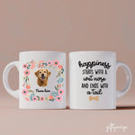 Dog Flower Wreath Personalized Mug - Photo, name, dog can be customized