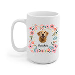 Dog Flower Wreath Personalized Mug - Photo, name, dog can be customized