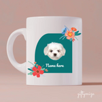 Dog Flower Window Frame Personalized Mug - Photo, name, dog can be customized