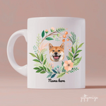 Baby Dog Flower Cirle Personalized Mug - Photo, name, dog can be customized