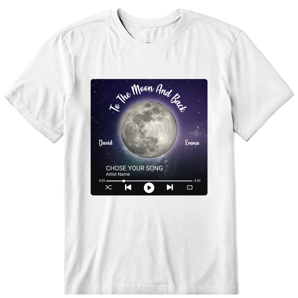 Moon Phase Couple Personalized T-Shirt, Hoodie & Sweatshirt - Moon phase, song, name, text can be customized