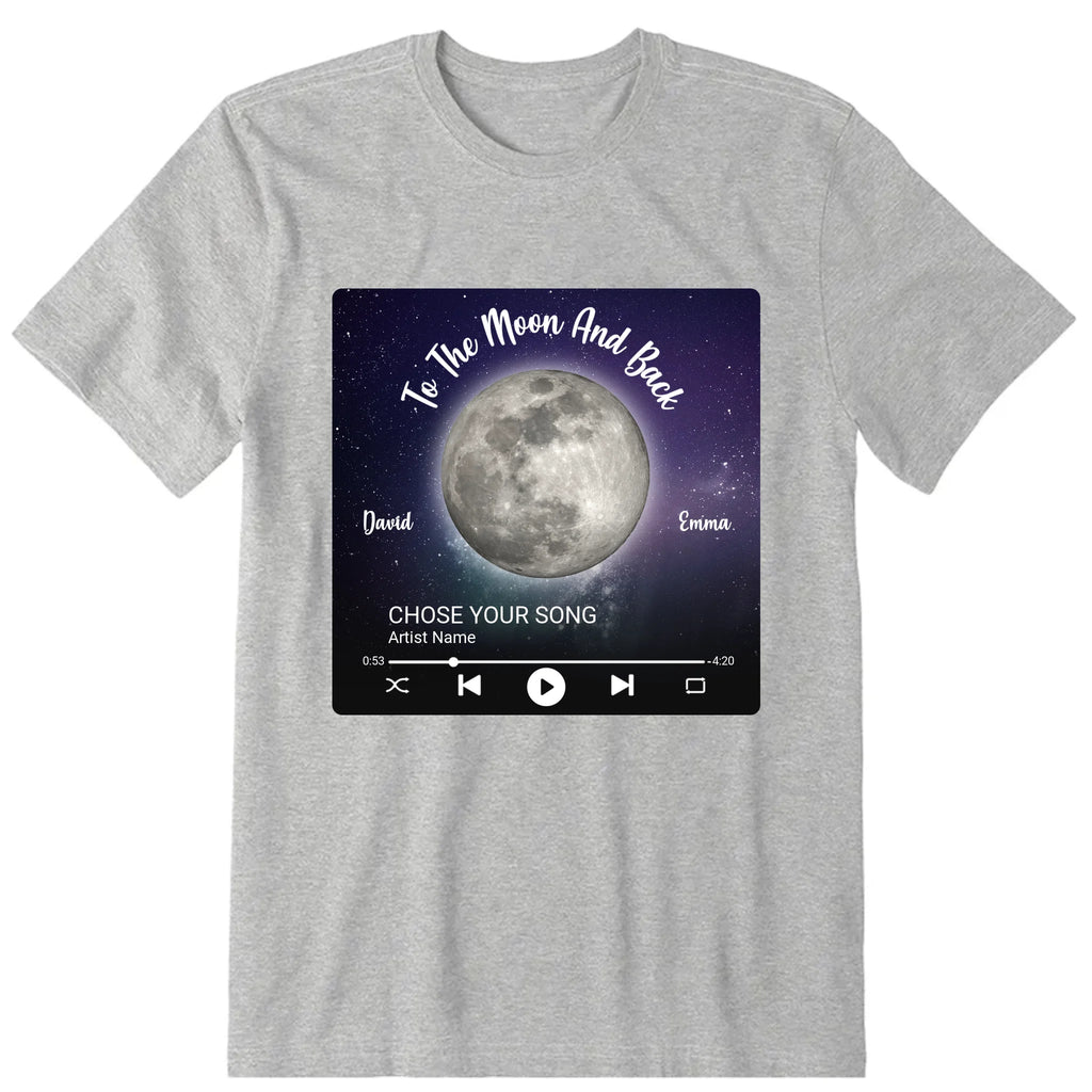 Moon Phase Couple Personalized T-Shirt, Hoodie & Sweatshirt - Moon phase, song, name, text can be customized