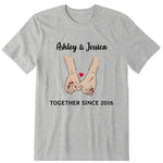 LGBT Couple Together Personalized T-Shirt, Hoodie & Sweatshirt - Name, text, hand can be customized