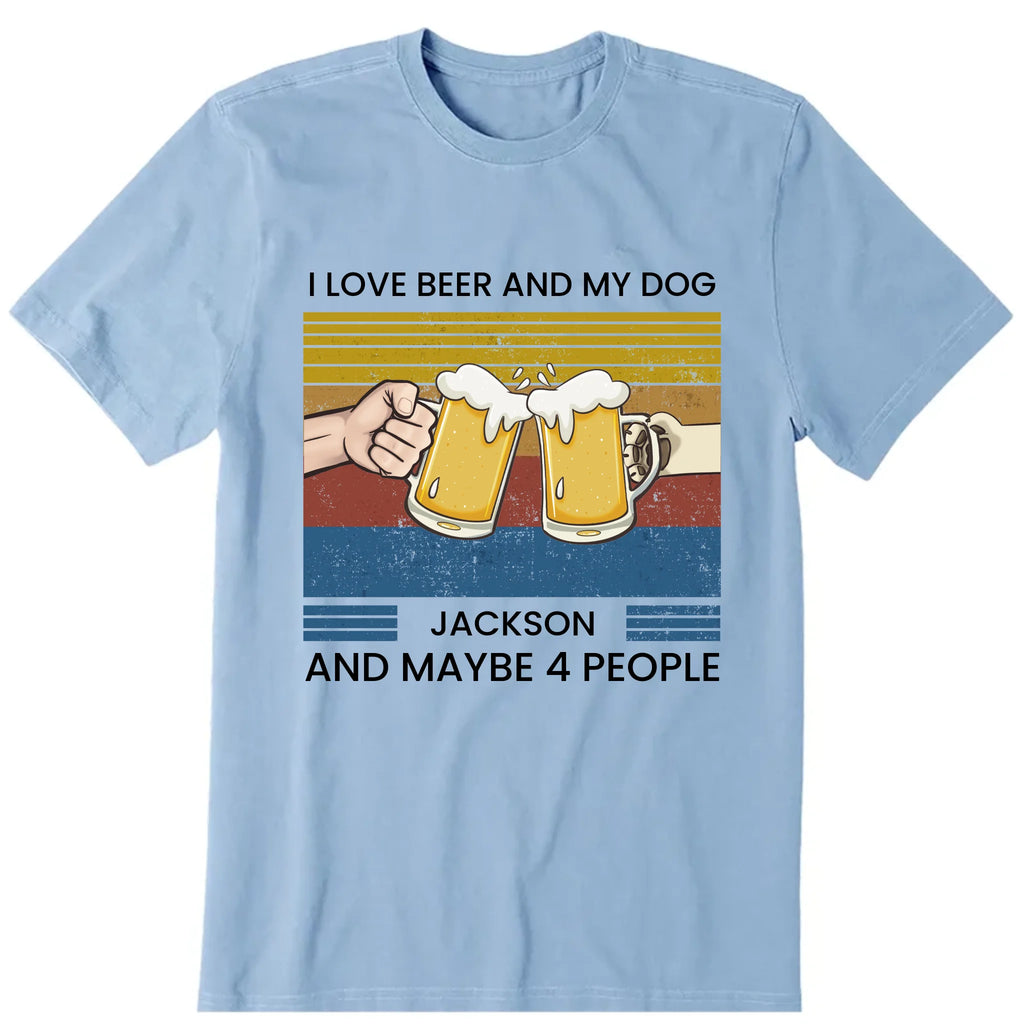 I Love Beer And My Dog Personalized T-Shirt, Hoodie & Sweatshirt - Name, skin, pur can be customized