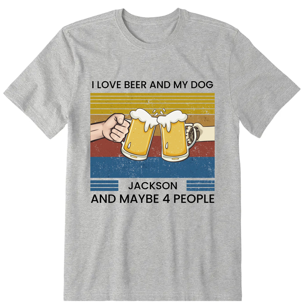 I Love Beer And My Dog Personalized T-Shirt, Hoodie & Sweatshirt - Name, skin, pur can be customized