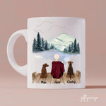Bald Girl and Dogs Personalized Mug - Name, skin, hair, dog, quote, background can be customized