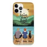 Man and Woman and Dogs Personalized Phone Case for iPhone - Name, Skin, Hair, Dog, Background, Quote can be customized