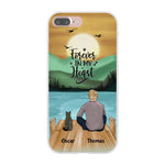 Man and Cats Personalized Phone Case for iPhone - Name, Skin, Hair, Cat, Background, Quote can be customized