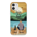 Man and Cats Personalized Phone Case for iPhone - Name, Skin, Hair, Cat, Background, Quote can be customized