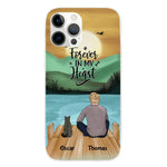 Man and Cats Personalized Phone Case for iPhone - Name, Skin, Hair, Cat, Background, Quote can be customized