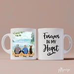 Dad and Son with Dog Squad Personalized Mug - Name, skin, hair, dog, quote, background can be customized