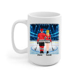 Hockey Couples For Life Personalized Mug -Name, skin, clothes, hair, background, quote can be customized