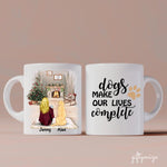 Christmas Girl and Dogs Personalized Mug - Name, skin, hair, dog, quote can be customized