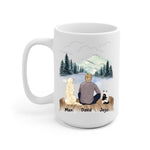 Man and Dogs + Cats Personalized Mug - Name, skin, hair, cat, background, quote can be customized