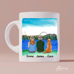 Fishing Partners For Life and Dogs Personalized Mug - Name, skin, hair, dog, background, quote can be customized