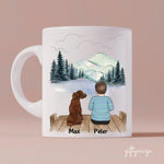 Little Boy and Dogs Personalized Mug - Name, skin, hair, dog, background, quote can be customized