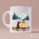 Little Girl and Dogs Personalized Mug - Name, skin, hair, dog, background, quote can be customized