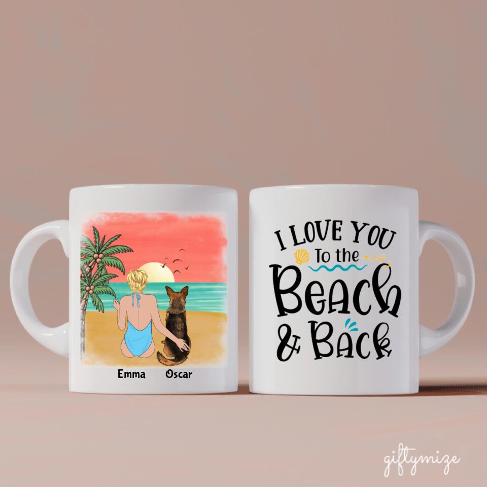 Girl and Dogs Personalized Mug - Name, skin, hair, dog, background, quote  can be customized - White Mug / White / 11oz