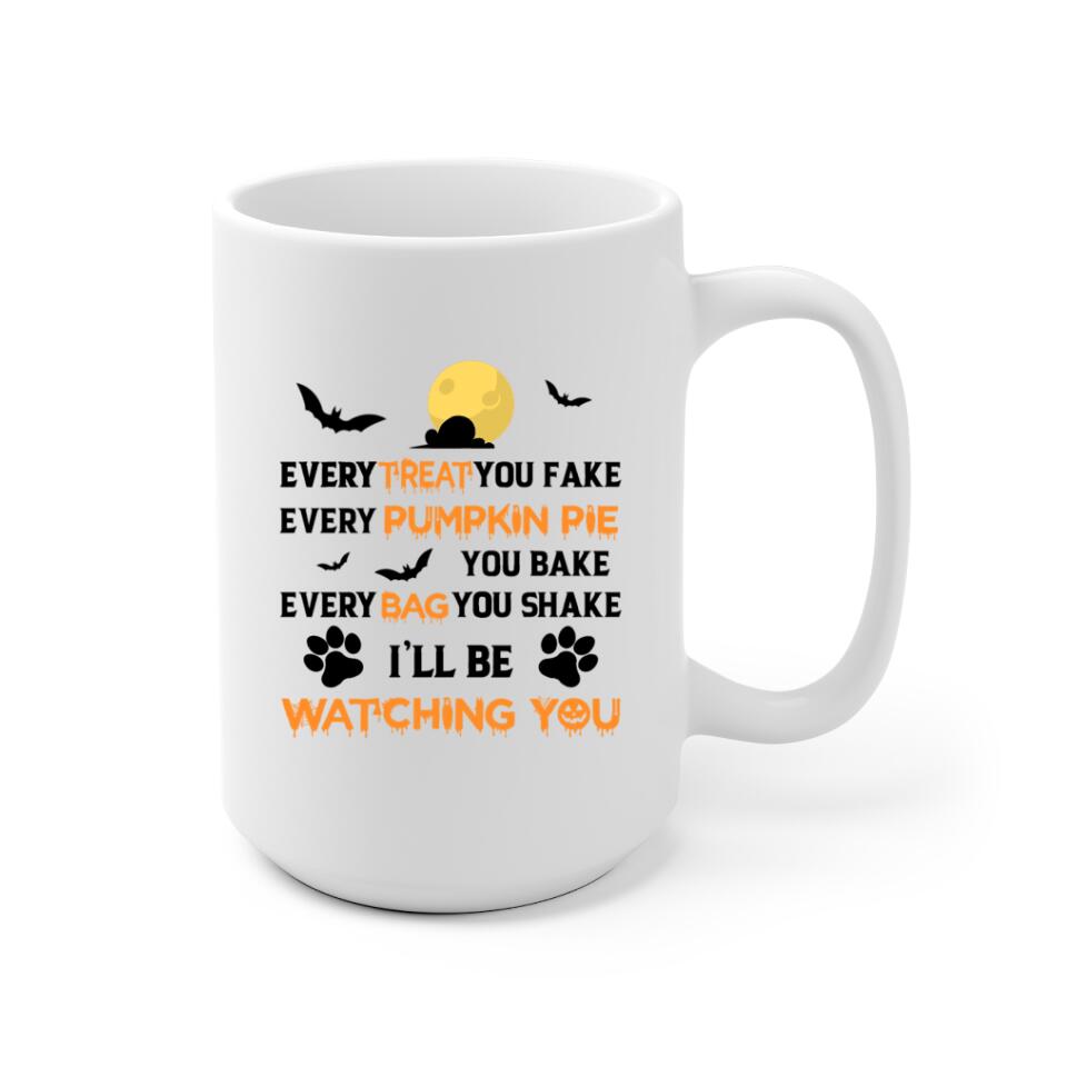 Halloween Girl and Dogs Personalized Mug - Name, skin, hair, dog, quote, background can be customized